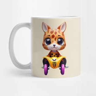 Paws and Prints: Skating Cat in Giraffe Charm Mug